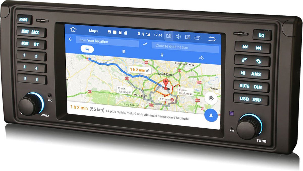 Autoradio Android 14 Pour BMW Série 5 E39 M5 - 8-Core, 7 Pouces, CarPlay, DAB+, 4G, 64Go - Neuf