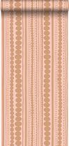 ESTAhome behangpapier kralen perzik roze en glanzend koper bruin - 128823 - 0,53 x 10,05 m