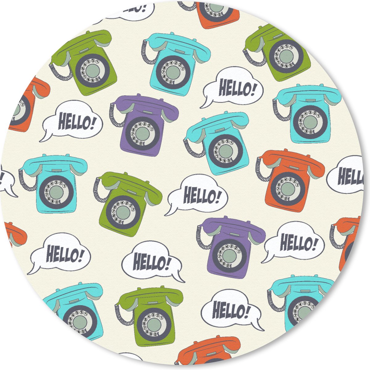 Muismat rond 30x30 cm - Mousepad Retro - Telefoon - Design - Ronde muismatten