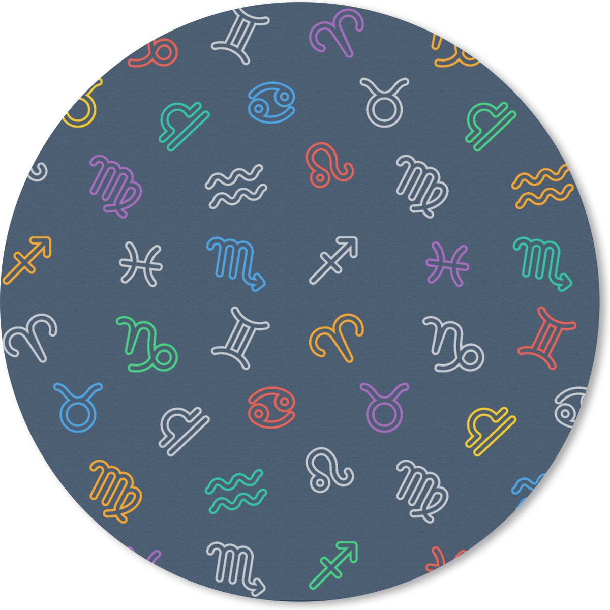 Muismat rond 40x40 cm - Mousepad Zodiac - Patroon - Astrologie - Ronde muismatten