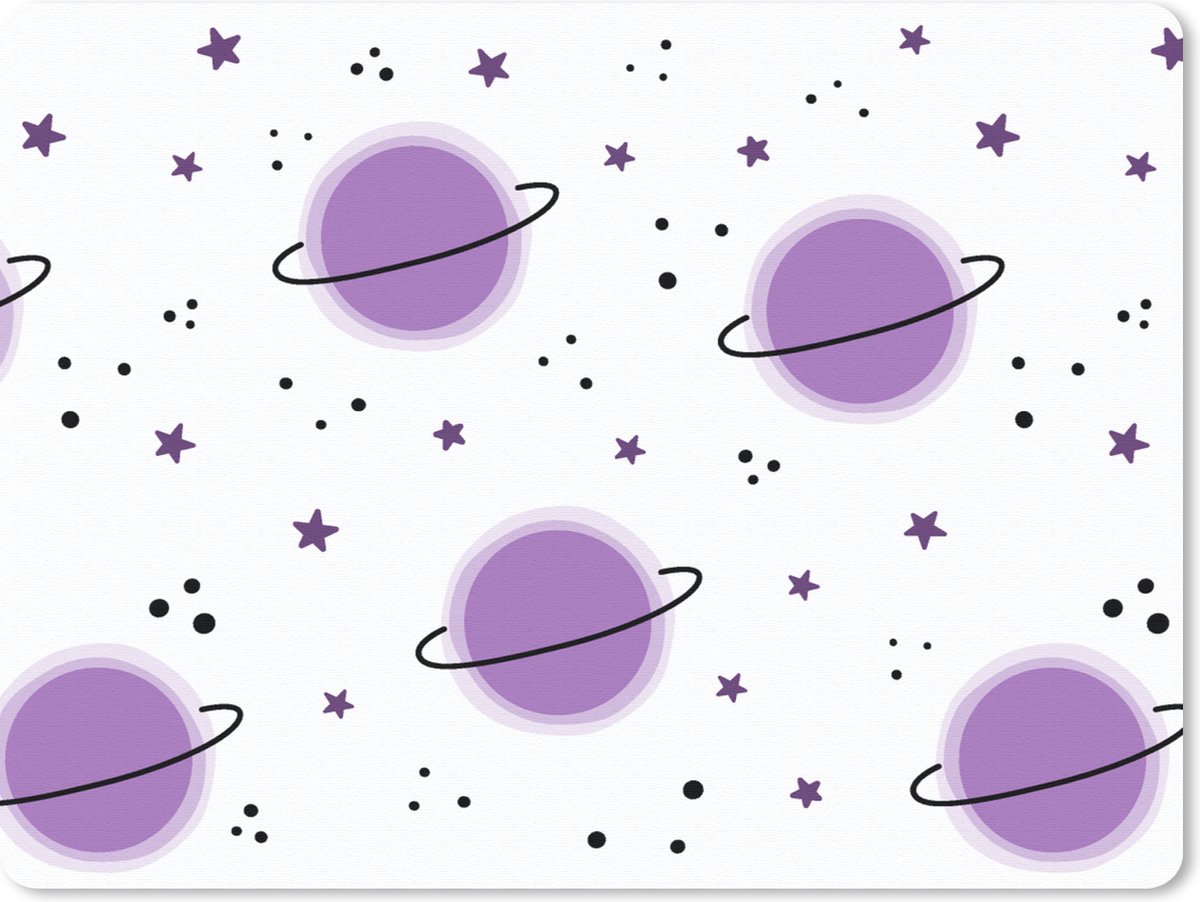 Muismat 23x19 cm - Mousepad Space - Planeten - Sterren - Ruimtevaart - Patroon - Muismatten