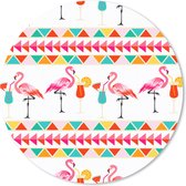 Muismat - Mousepad - Rond - Flamingo - Zomer - Cocktail - Patroon - 40x40 cm - Ronde muismat