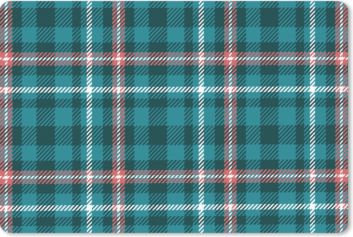 Muismat 27x18 cm - Mousepad Plaid - Schotse ruit - Patronen - Blauw - Roze - Muismatten