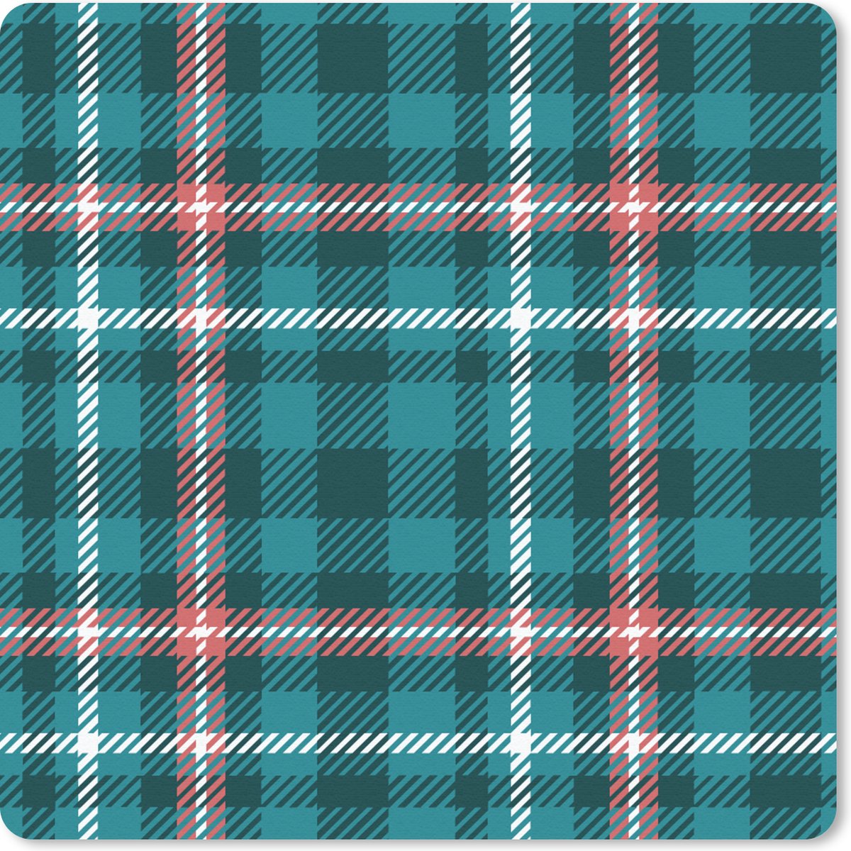Muismat 20x20 cm - Mousepad Plaid - Schotse ruit - Patronen - Blauw - Roze - Muismatten