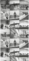 ESTAhome behang foto's van surfers donkergrijs - 138955 - 0,53 x 10,05 m