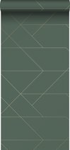 ESTAhome papier peint lignes graphiques vert foncé et or - 139212