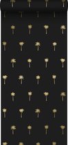 ESTAhome behangpapier palmbomen zwart en goud - 139161 - 0,53 x 10,05 m