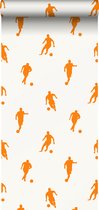 ESTAhome behang voetbalspelers oranje en wit - 115871 - 53 cm x 10,05 m