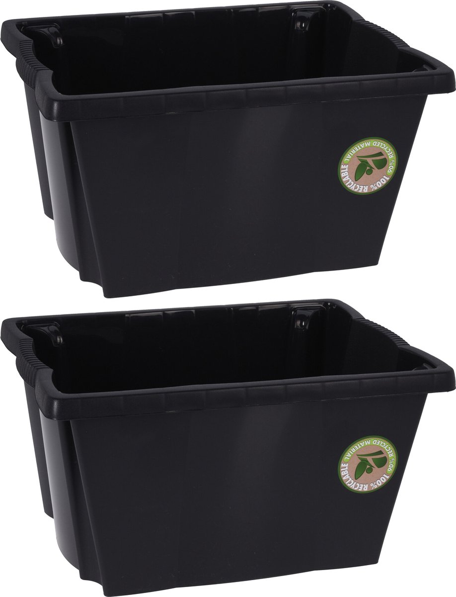 Storage Solutions Opberg boxen/dozen - 2x stuks - kunststof - 20 liter - 42 x 33 x 23 cm