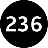 Containerstickers Huisnummer "250" - 25x25cm - Zwart met Witte Cirkel - Set van 4 dezelfde Vinyl Stickers - Klikostickers