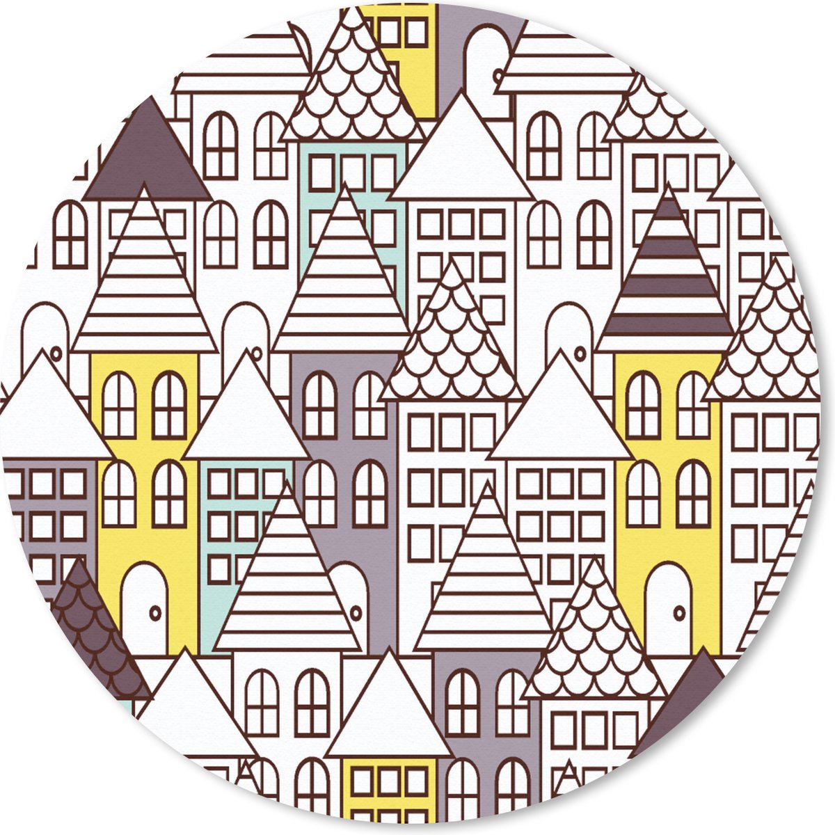 Muismat rond 30x30 cm - Mousepad Patronen - Huis - Skyline - Ronde muismatten