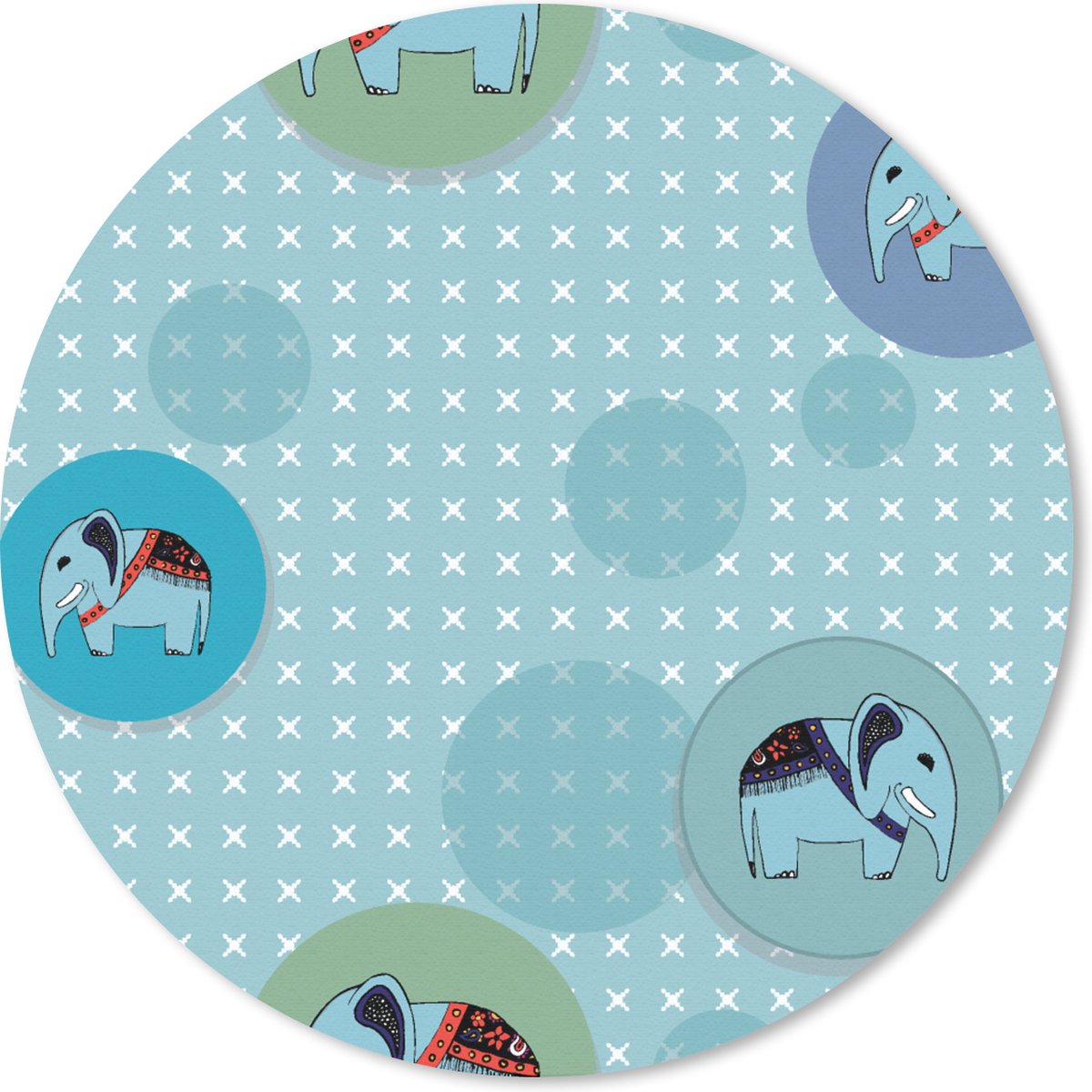Muismat rond 30x30 cm - Mousepad Olifant - Stippen - Design - Ronde muismatten