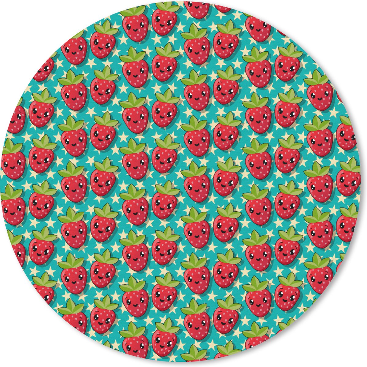 Muismat rond 30x30 cm - Mousepad Aardbeien - Kinderen - Fruit - Vegan - Design - Ronde muismatten