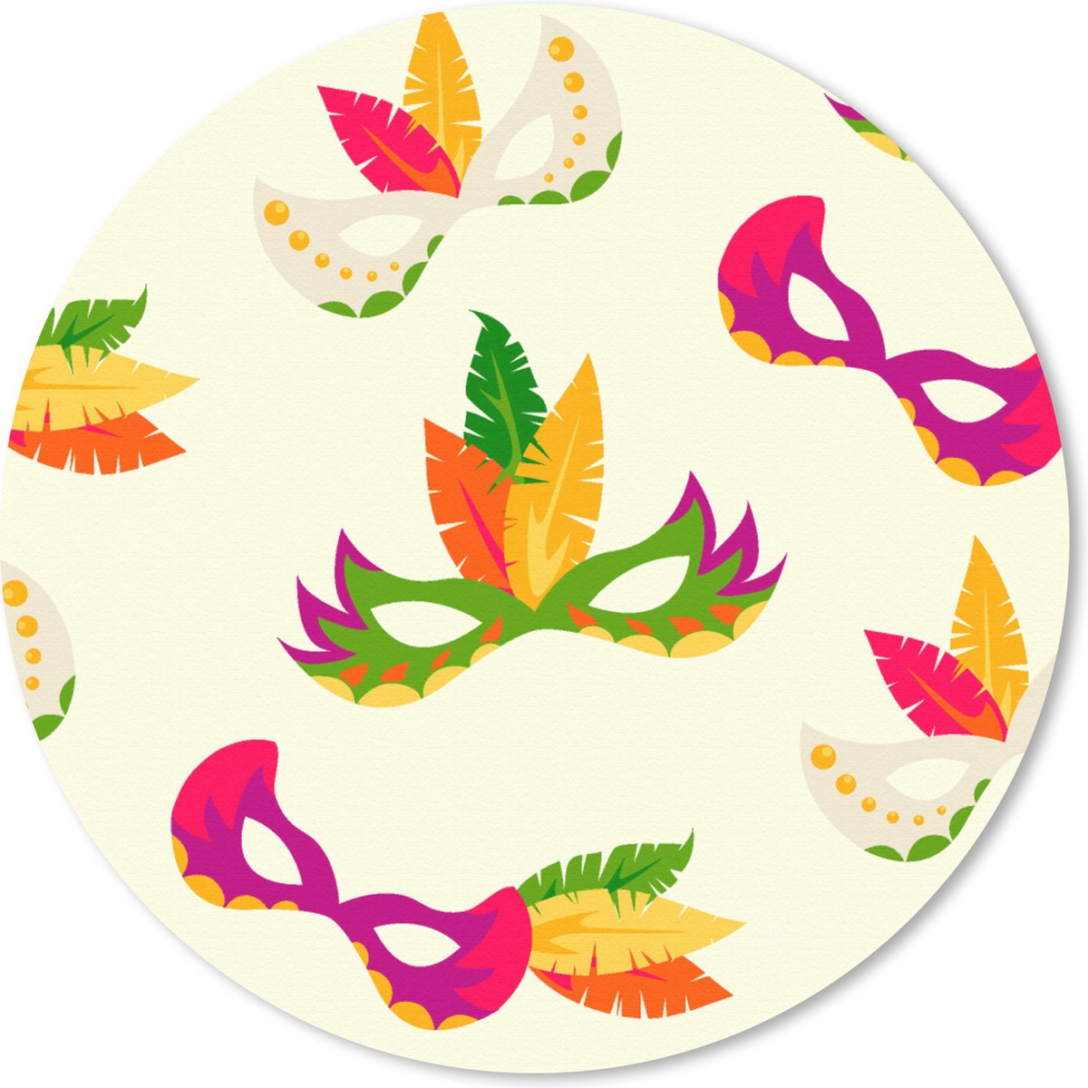 Muismat rond 50x50 cm - Mousepad Carnaval - Masker - Patronen - Ronde muismatten