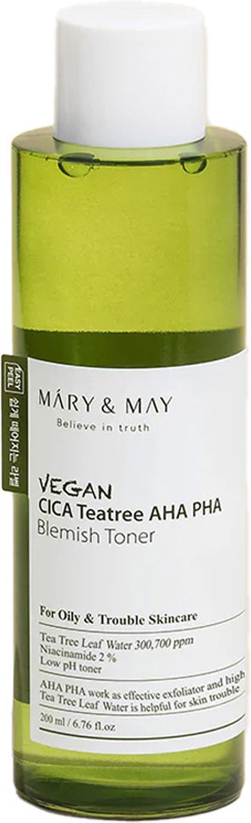 Mary & May - Vegan CICA Tea Tree AHA PHA Toner - 200ml