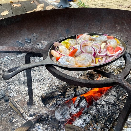Poêle antiadhésive de 30cm, plaque de barbecue en fonte pour l'extérieur,  Camping, poêle à frire