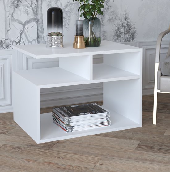 Tribesigns Vierkante salontafel, houten salontafel voor woonkamer, 31,5 inch moderne middentafel theetafel accenttafel, rustiek bruin en zwart