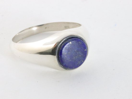 Hoogglans zilveren ring met lapis lazuli - maat 20