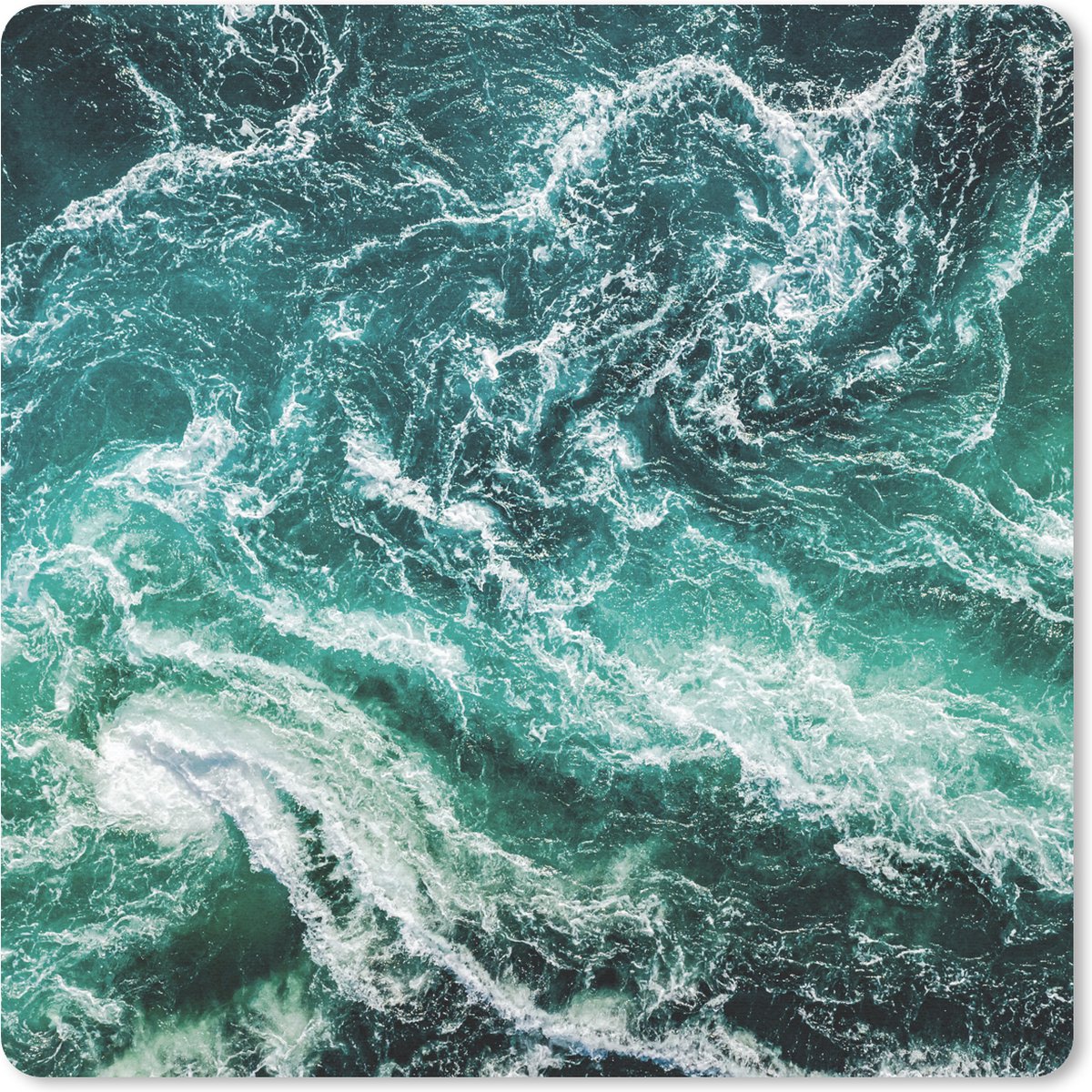 Muismat 20x20 cm - Mousepad Oceaan - Water - Zee - Luxe - Groen - Turquoise - Muismatten