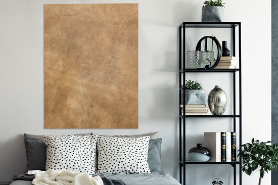 Canvas schilderij 90x120 cm - Wanddecoratie Leer - Structuur - Lederlook - Bruin - Muurdecoratie woonkamer - Slaapkamer decoratie - Kamer accessoires - Schilderijen op canvas