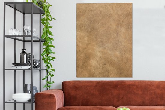 Canvas schilderij 90x120 cm - Wanddecoratie Leer - Structuur - Lederlook - Bruin - Muurdecoratie woonkamer - Slaapkamer decoratie - Kamer accessoires - Schilderijen op canvas
