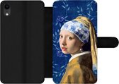 Bookcase Geschikt voor iPhone XR telefoonhoesje - Meisje met de parel - Delfts blauw - Vermeer - Bloemen - Schilderij - Oude meesters - Met vakjes - Wallet case met magneetsluiting