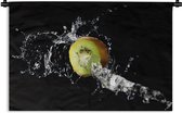 Wandkleed - Wanddoek - Kiwi - Fruit - Stilleven - Water - Zwart - 180x120 cm - Wandtapijt