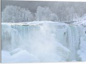 WallClassics - Dibond - Witte Winter Waterval - 80x60 cm Foto op Aluminium (Wanddecoratie van metaal)