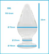 Buttplug XXL kristalglas- anaalplug- grote anale dildo - Ø 75mm - helder glazen dildo- sex anale butt plug seksspeelgoed voor mannen en vrouwen