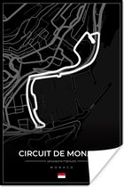 Poster Monaco - Formule 1 - Circuit de Monaco - Racebaan - Circuit - Zwart - 120x180 cm XXL - Vaderdag cadeau - Geschenk - Cadeautje voor hem - Tip - Mannen