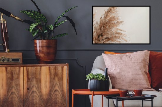 Cadre photo avec affiche - Herbe - Plantes - Nature - Herbe de la pampa - 60x40 cm - Cadre pour affiche - Décorations de Noël - Décoration de Noël pour l'intérieur - Noël