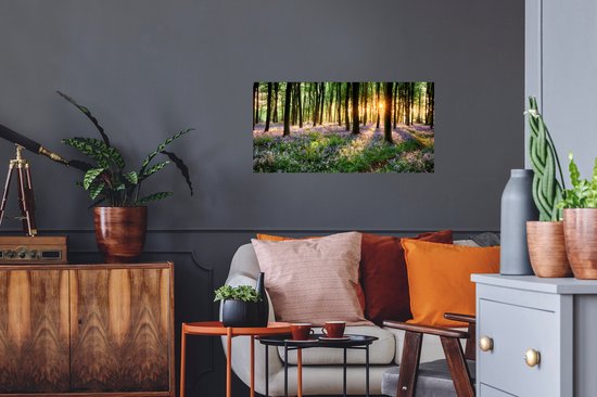 Stickers muraux - Sticker Foil - Forêt - Fleurs - Lavande - Soleil - Violet - Nature - 80x40 cm - Film Adhésif - Stickers muraux Chambre Enfant - Papier Peint Autocollant
