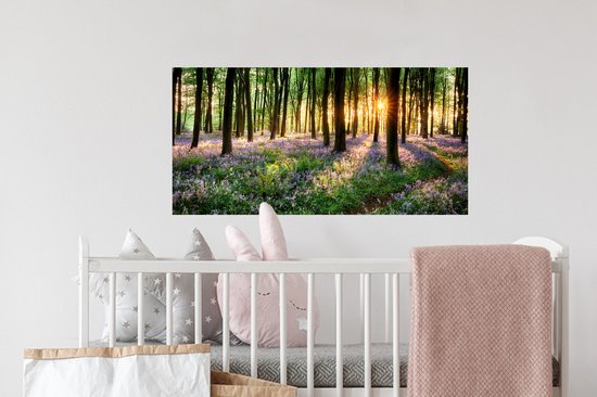 Stickers muraux - Sticker Foil - Forêt - Fleurs - Lavande - Soleil - Violet - Nature - 80x40 cm - Film Adhésif - Stickers muraux Chambre Enfant - Papier Peint Autocollant