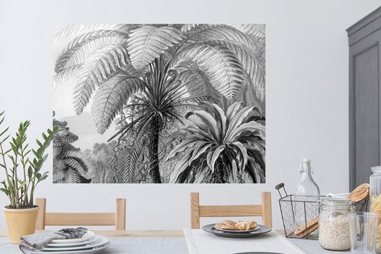 Stickers muraux - Sticker Foil - Plantes - Zwart et Blanc - Design - Illustration - Botanique - 120x90 cm - Film Adhésif - Stickers muraux Chambre Enfant - Papier Peint Auto Adhésif