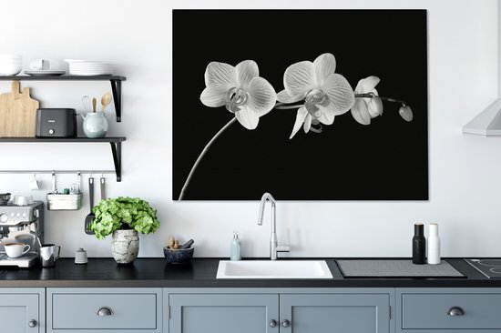 Canvas schilderij 120x90 cm - Wanddecoratie Orchidee - Bloemen - Zwart - Roze - Knoppen - Muurdecoratie woonkamer - Slaapkamer decoratie - Kamer accessoires - Schilderijen op canvas