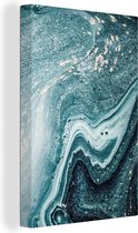 Canvas Schilderij Edelstenen - Blauw - Natuur - Marmer - Abstract - 80x120 cm - Wanddecoratie
