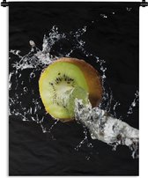 Wandkleed - Wanddoek - Kiwi - Fruit - Stilleven - Water - Zwart - 90x120 cm - Wandtapijt