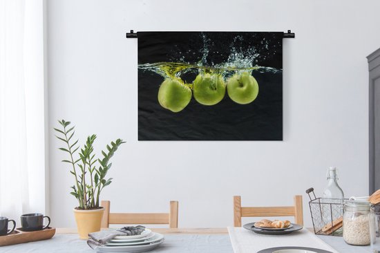 Tapisserie - Tapisserie - Pommes - Fruits - Water - Zwart - Vert - 90x67,5 cm - Tapisserie