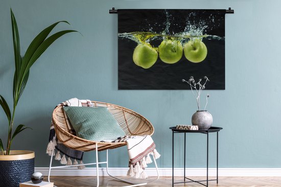 Tapisserie - Tapisserie - Pommes - Fruits - Water - Zwart - Vert - 90x67,5 cm - Tapisserie