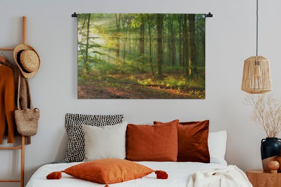 Tapisserie - Toile murale - Soleil - Forêt - Arbres - Nature - Automne - 150x100 cm - Tapisserie