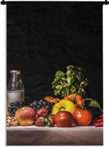 Wandkleed - Wanddoek - Stilleven - Eten - Drinken - Fruit - Zwart - 120x180 cm - Wandtapijt