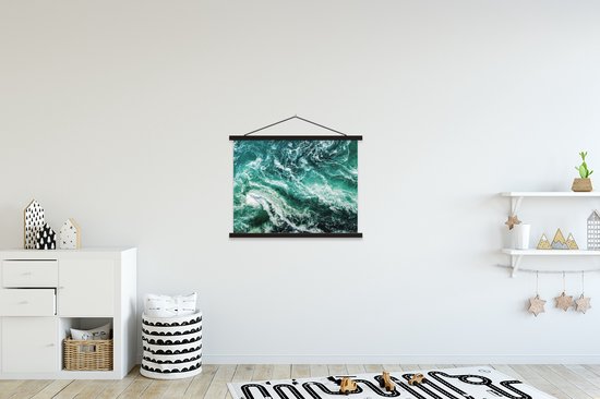 Porte-affiche avec affiche - Affiche scolaire - Océan - Water - Mer - Luxe - Vert - Turquoise - 60x45 cm - Lattes noires