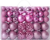 Kerstballen 100 stuks Roze, Plastic kerstballen 100 stuks