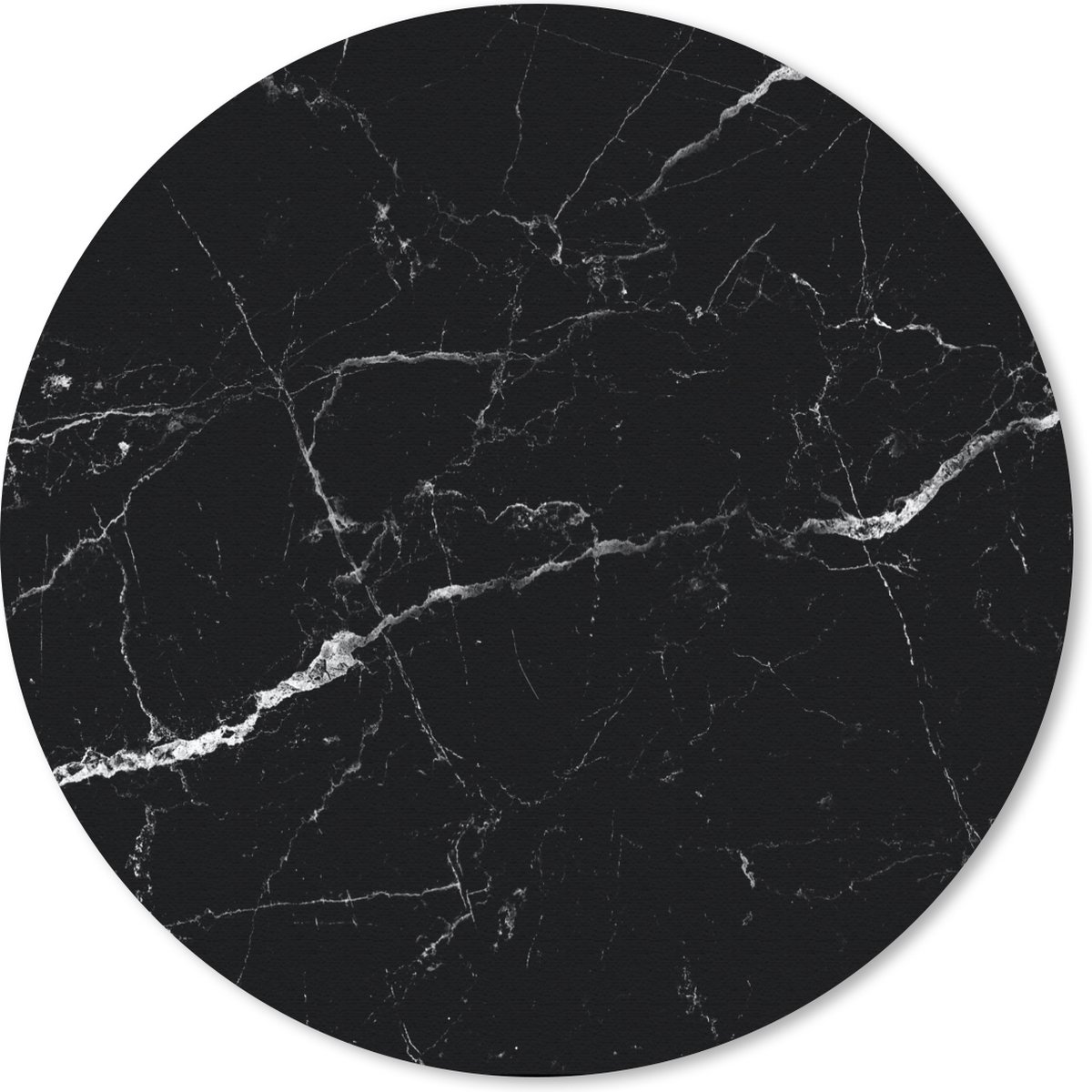 Muismat - Mousepad - Rond - Marmer - Zwart - Marmerlook - Wit - Luxe - Steen - 30x30 cm - Ronde muismat