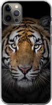 Geschikt voor iPhone 13 Pro Max hoesje - Tijger - Wilde dieren - Portret - Zwart - Dieren - Siliconen Telefoonhoesje