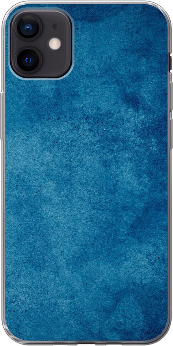 Telefoonhoesje Geschikt voor iPhone 12 mini hoesje - Beton print - Blauw - Vintage - Structuur - Industrieel - Siliconen Telefoonhoesje Telefoonhoesje