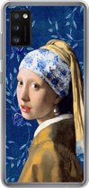 Geschikt voor Samsung Galaxy A41 hoesje - Meisje met de parel - Delfts blauw - Vermeer - Bloemen - Schilderij - Oude meesters - Siliconen Telefoonhoesje