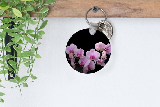 Porte-clés - Orchidée - Fleurs - Rose - Flora - Plastique - Rond - Cadeaux à distribuer