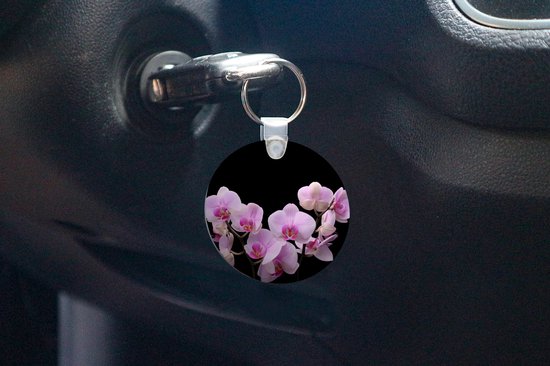 Porte-clés - Orchidée - Fleurs - Rose - Flora - Plastique - Rond - Cadeaux à distribuer