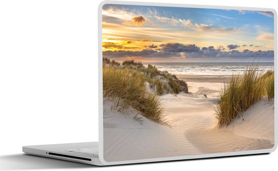 Laptop sticker - 17.3 inch - Strand - Duin - Gras - Zonsondergang - Zee - 40x30cm - Laptopstickers - Laptop skin - Cover